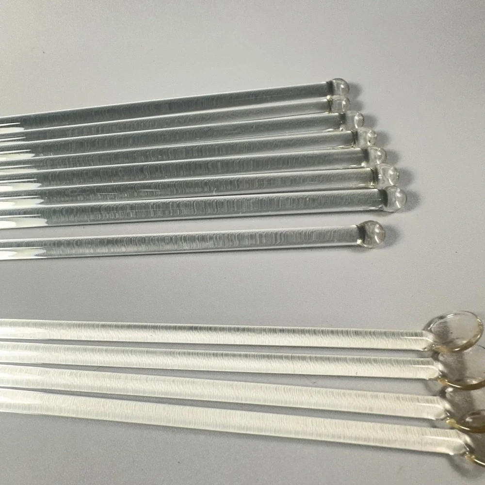 Vintage Clear Glass Swizzle Sticks & Cocktail Spoons‎ Lot Barware MCM 12 Pc